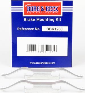 Borg & Beck BBK1280 - Комплектующие для колодок дискового тормоза autospares.lv