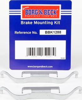 Borg & Beck BBK1288 - Комплектующие для колодок дискового тормоза autospares.lv