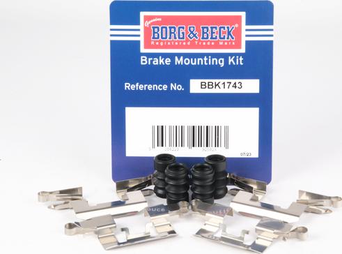 Borg & Beck BBK1743 - Комплектующие для колодок дискового тормоза autospares.lv