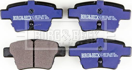 Borg & Beck BBP1983 - Тормозные колодки, дисковые, комплект autospares.lv