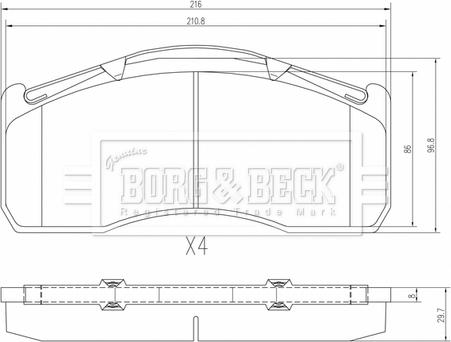Borg & Beck BBP33022 - Тормозные колодки, дисковые, комплект autospares.lv