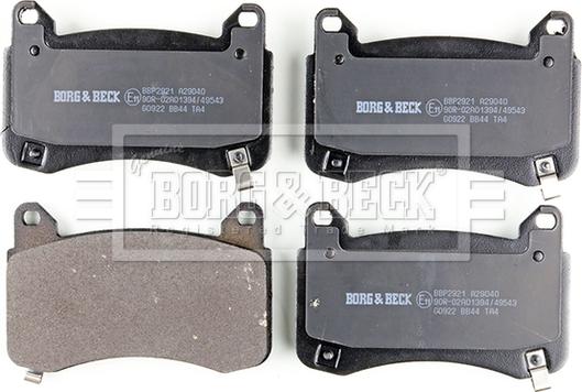 Borg & Beck BBP2921 - Тормозные колодки, дисковые, комплект autospares.lv