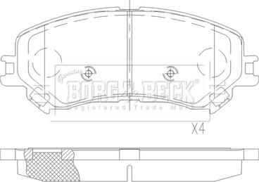 Borg & Beck BBP2596 - Тормозные колодки, дисковые, комплект autospares.lv