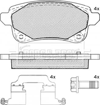 Borg & Beck BBP2539 - Тормозные колодки, дисковые, комплект autospares.lv