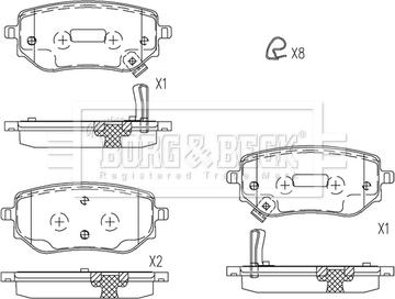 Borg & Beck BBP2814 - Тормозные колодки, дисковые, комплект autospares.lv