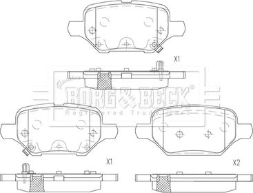 Borg & Beck BBP2838 - Тормозные колодки, дисковые, комплект autospares.lv