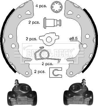 Borg & Beck BBS1017K - Комплект тормозных колодок, барабанные autospares.lv