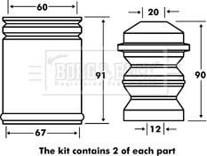 Borg & Beck BPK7025 - Пылезащитный комплект, амортизатор autospares.lv