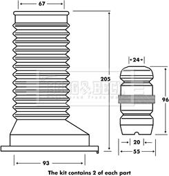 Borg & Beck BPK7102 - Пылезащитный комплект, амортизатор autospares.lv