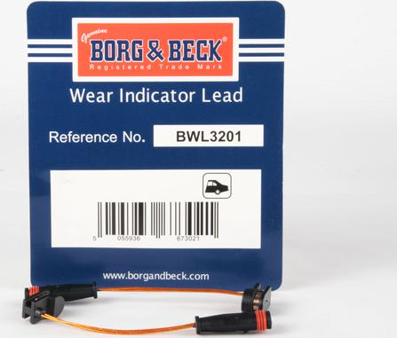 Borg & Beck BWL3201 - Сигнализатор, износ тормозных колодок autospares.lv