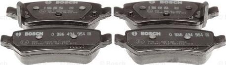 BOSCH 0 986 494 954 - Тормозные колодки, дисковые, комплект autospares.lv