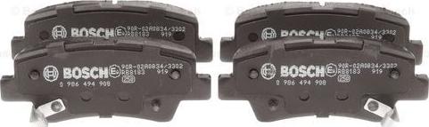 BOSCH 0 986 494 908 - Тормозные колодки, дисковые, комплект autospares.lv