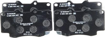 BOSCH 0 986 494 497 - Тормозные колодки, дисковые, комплект autospares.lv