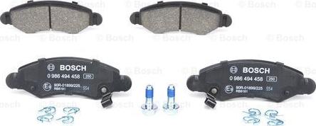 BOSCH 0 986 494 458 - Тормозные колодки, дисковые, комплект autospares.lv