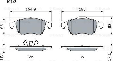 BOSCH 0 986 494 401 - Тормозные колодки, дисковые, комплект autospares.lv