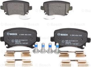 BOSCH 0 986 494 595 - Тормозные колодки, дисковые, комплект autospares.lv