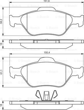 BOSCH 0 986 494 511 - Тормозные колодки, дисковые, комплект autospares.lv