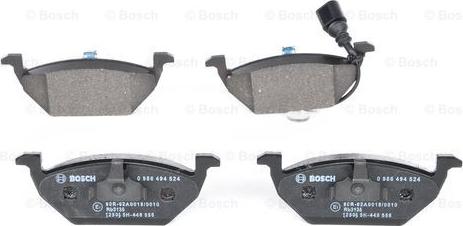 BOSCH 0 986 494 524 - Тормозные колодки, дисковые, комплект autospares.lv