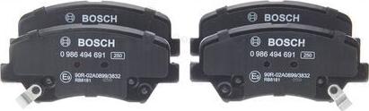 BOSCH 0 986 494 691 - Тормозные колодки, дисковые, комплект autospares.lv