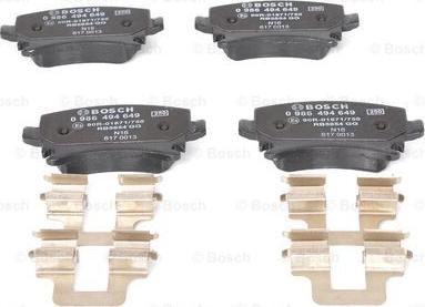 BOSCH 0 986 494 649 - Тормозные колодки, дисковые, комплект autospares.lv