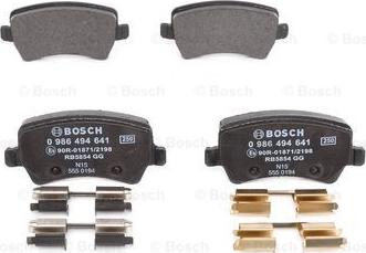 BOSCH 0 986 494 641 - Тормозные колодки, дисковые, комплект autospares.lv