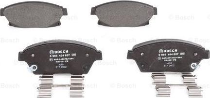 BOSCH 0 986 494 657 - Тормозные колодки, дисковые, комплект autospares.lv