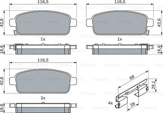 BOSCH 0 986 494 666 - Тормозные колодки, дисковые, комплект autospares.lv