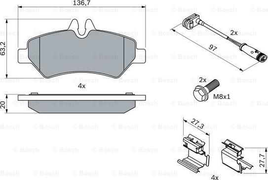 BOSCH 0 986 494 601 - Тормозные колодки, дисковые, комплект autospares.lv