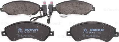 BOSCH 0 986 494 613 - Тормозные колодки, дисковые, комплект autospares.lv