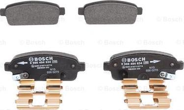 BOSCH 0 986 494 634 - Тормозные колодки, дисковые, комплект autospares.lv