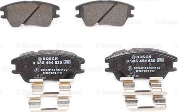 BOSCH 0 986 494 630 - Тормозные колодки, дисковые, комплект autospares.lv