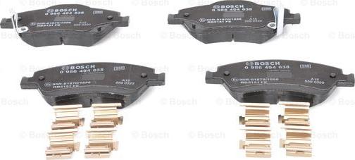 BOSCH 0 986 494 638 - Тормозные колодки, дисковые, комплект autospares.lv