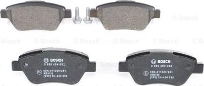 BOSCH 0 986 494 092 - Тормозные колодки, дисковые, комплект autospares.lv