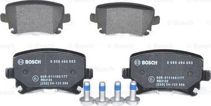 BOSCH 0 986 494 053 - Тормозные колодки, дисковые, комплект autospares.lv