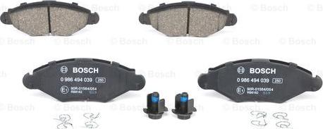 BOSCH 0 986 494 039 - Тормозные колодки, дисковые, комплект autospares.lv