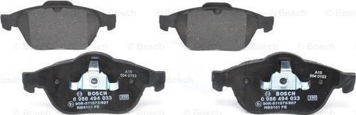 BOSCH 0 986 494 033 - Тормозные колодки, дисковые, комплект autospares.lv