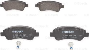 BOSCH 0 986 494 027 - Тормозные колодки, дисковые, комплект autospares.lv