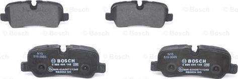 BOSCH 0 986 494 148 - Тормозные колодки, дисковые, комплект autospares.lv