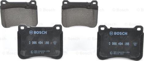 BOSCH 0 986 494 166 - Тормозные колодки, дисковые, комплект autospares.lv