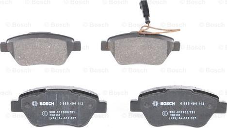 BOSCH 0 986 494 113 - Тормозные колодки, дисковые, комплект autospares.lv