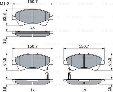 BOSCH 0 986 494 187 - Тормозные колодки, дисковые, комплект autospares.lv