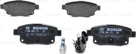 BOSCH 0 986 494 171 - Тормозные колодки, дисковые, комплект autospares.lv