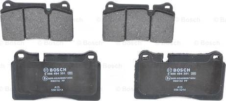 BOSCH 0 986 494 351 - Тормозные колодки, дисковые, комплект autospares.lv