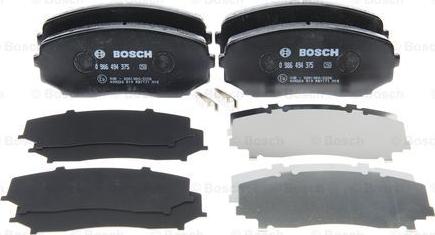 BOSCH 0 986 494 375 - Тормозные колодки, дисковые, комплект autospares.lv