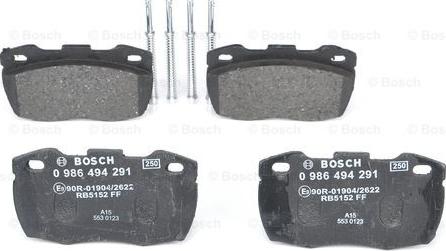 BOSCH 0 986 494 291 - Тормозные колодки, дисковые, комплект autospares.lv