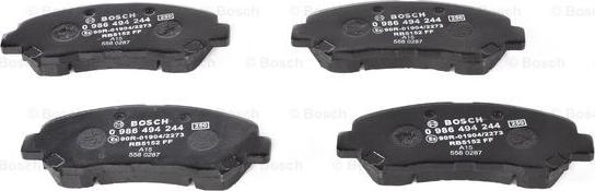 BOSCH 0 986 494 244 - Тормозные колодки, дисковые, комплект autospares.lv