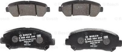 BOSCH 0 986 494 244 - Тормозные колодки, дисковые, комплект autospares.lv