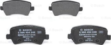 BOSCH 0 986 494 248 - Тормозные колодки, дисковые, комплект autospares.lv