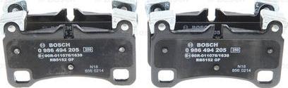 BOSCH 0 986 494 205 - Тормозные колодки, дисковые, комплект autospares.lv