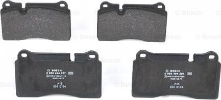 BOSCH 0 986 494 207 - Тормозные колодки, дисковые, комплект autospares.lv